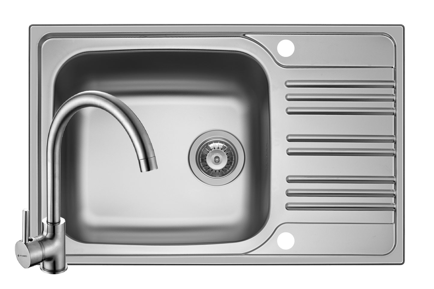 Set chiuveta inox INSET 1B1D SM si baterie BELLO crom