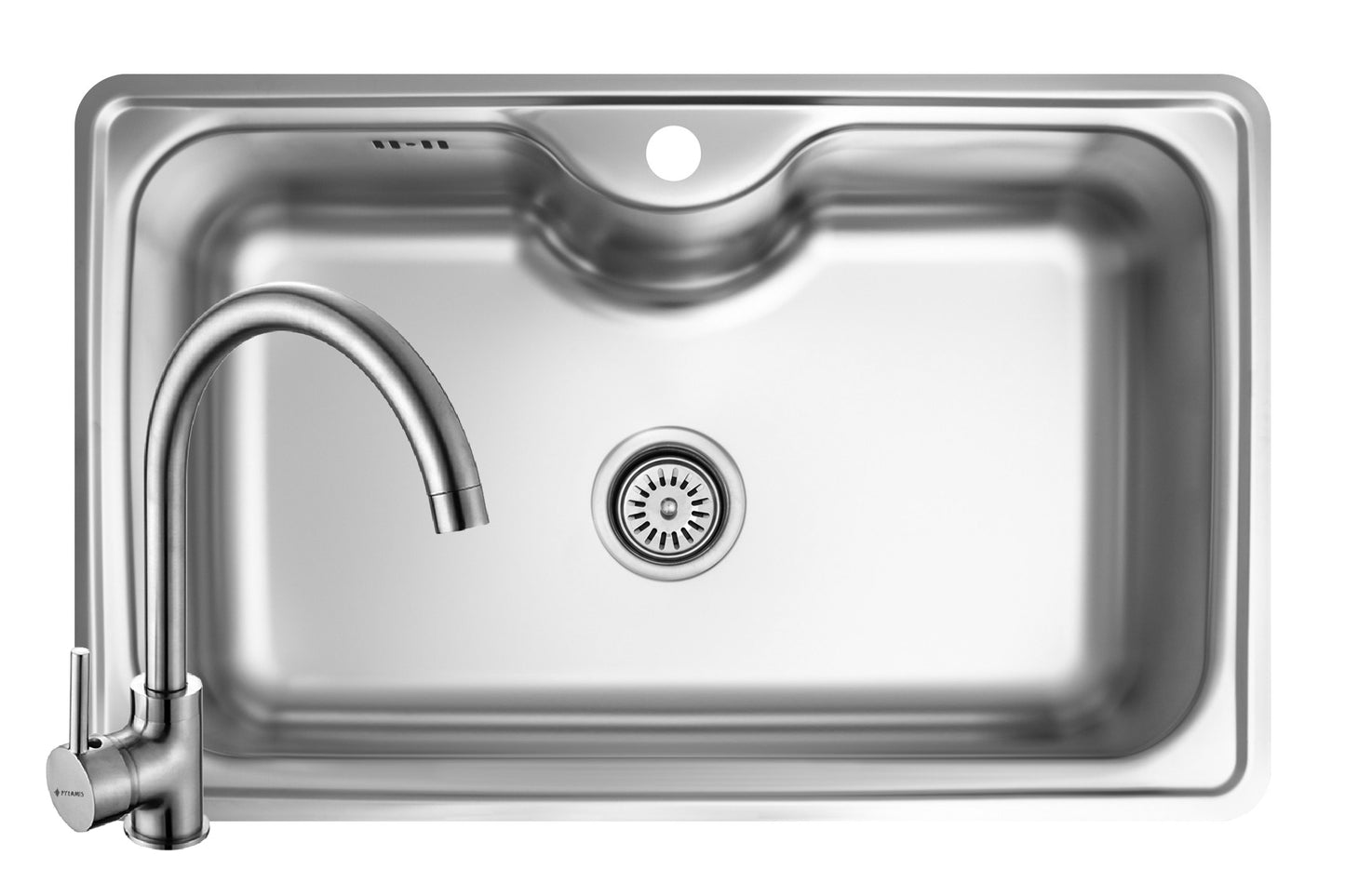 Set chiuveta inox INSET 1B 80x50 SM si baterie BELLO crom
