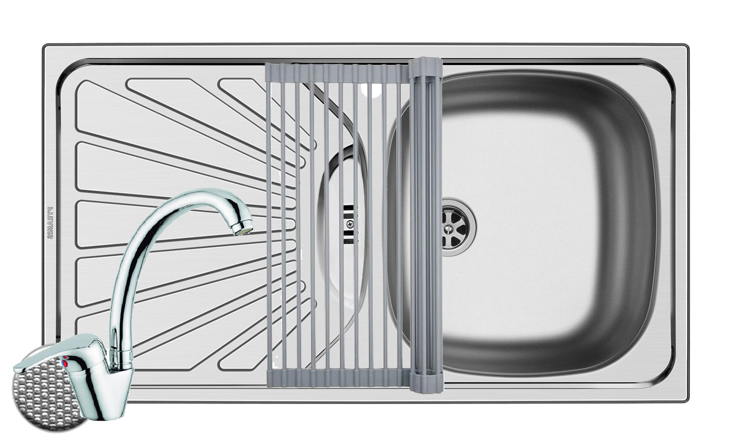 Set chiuveta inox ET 78 1B1D DR LN, baterie SERENO crom si Roll Up