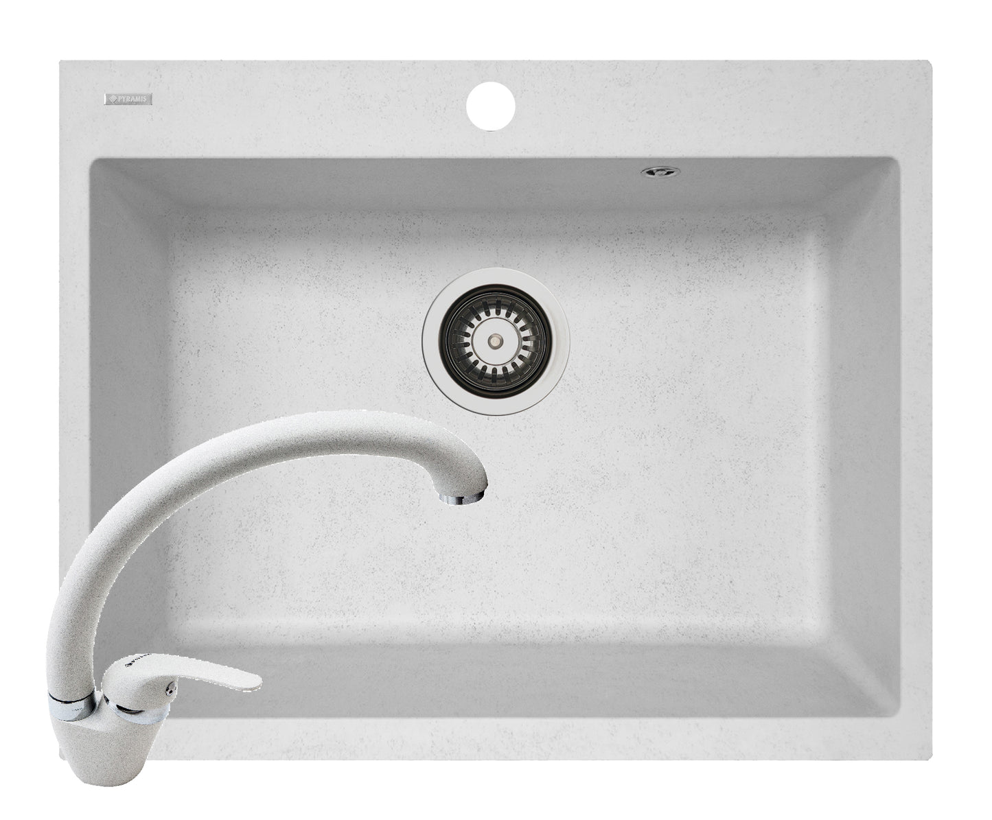 Set chiuveta soft compozit Square DUROTHEK 60 1B si baterie OSSIA White