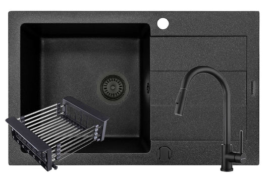 Set chiuveta Pyragranite SPARTA PLUS, baterie IDEA Black si Cos Extensibil