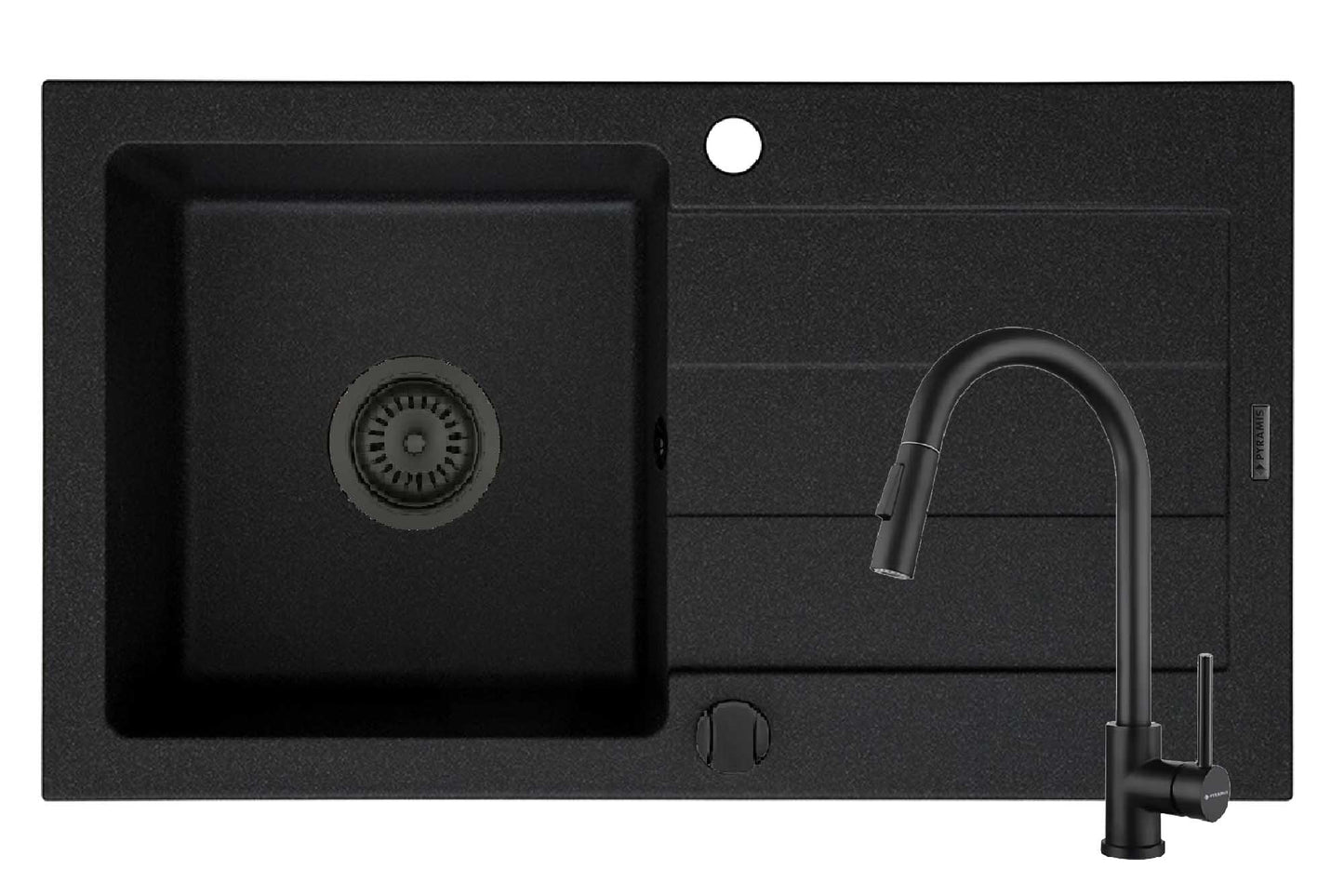 Set chiuveta Pyragranite SPARTA si baterie IDEA Black
