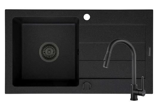 Set chiuveta Pyragranite SPARTA si baterie IDEA Black