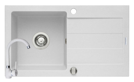 Set chiuveta granit Sparta 1B 1D si baterie Bello White