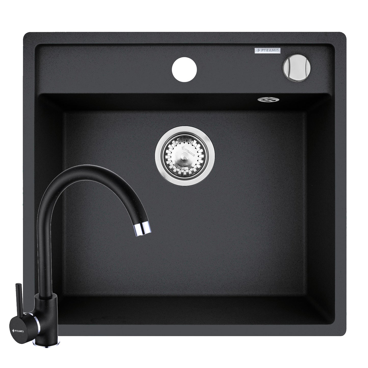 Set chiuveta granit CAMEA 53x50 si baterie Eco Bello Black
