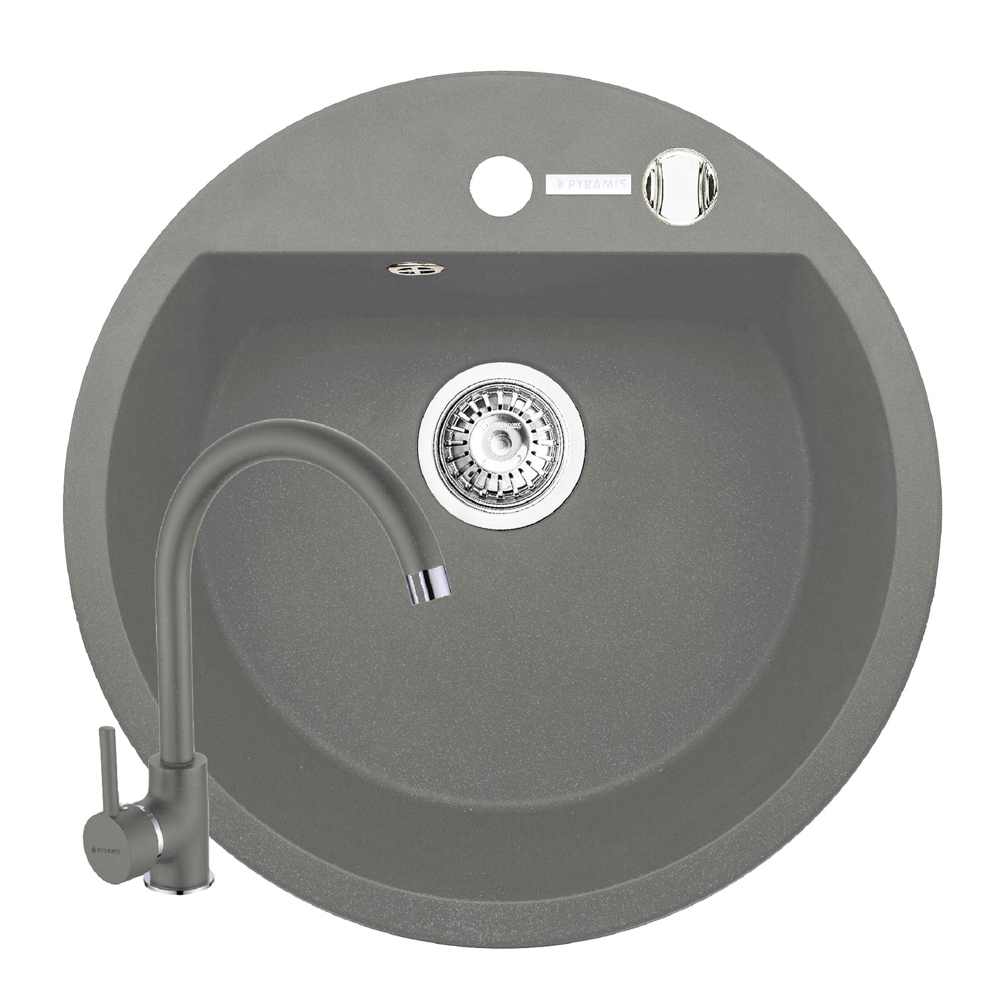 Set chiuveta granit MIDO Ø51 si baterie Eco Bello Grey