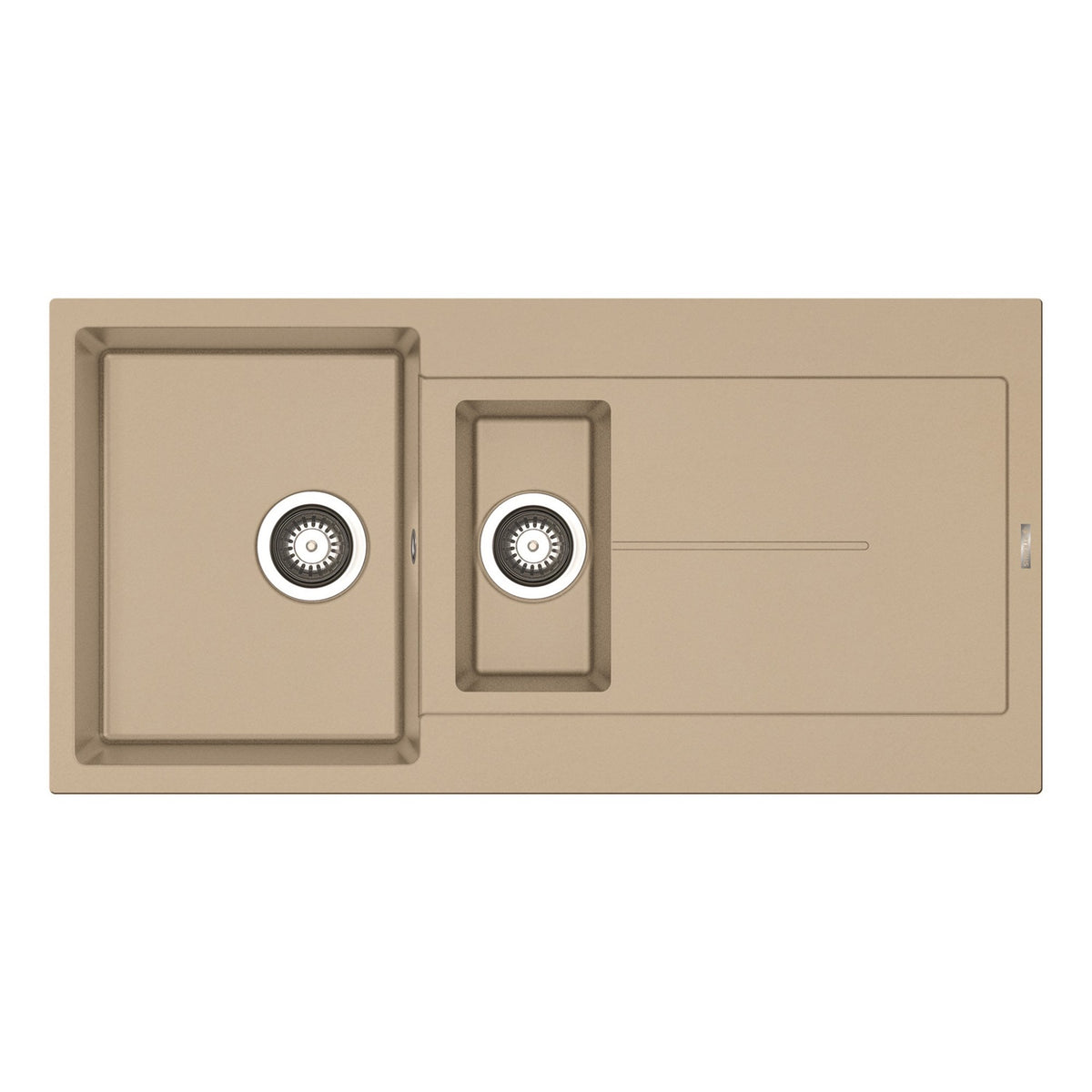 Set chiuveta granit ITHAKA 1 1/2B 1D 100x50 si baterie CAPRICCIO Drak Beige