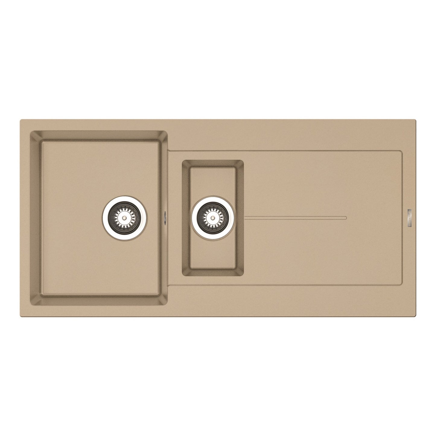 Set chiuveta granit ITHAKA 1 1/2B 1D 100x50 si baterie CAPRICCIO Drak Beige