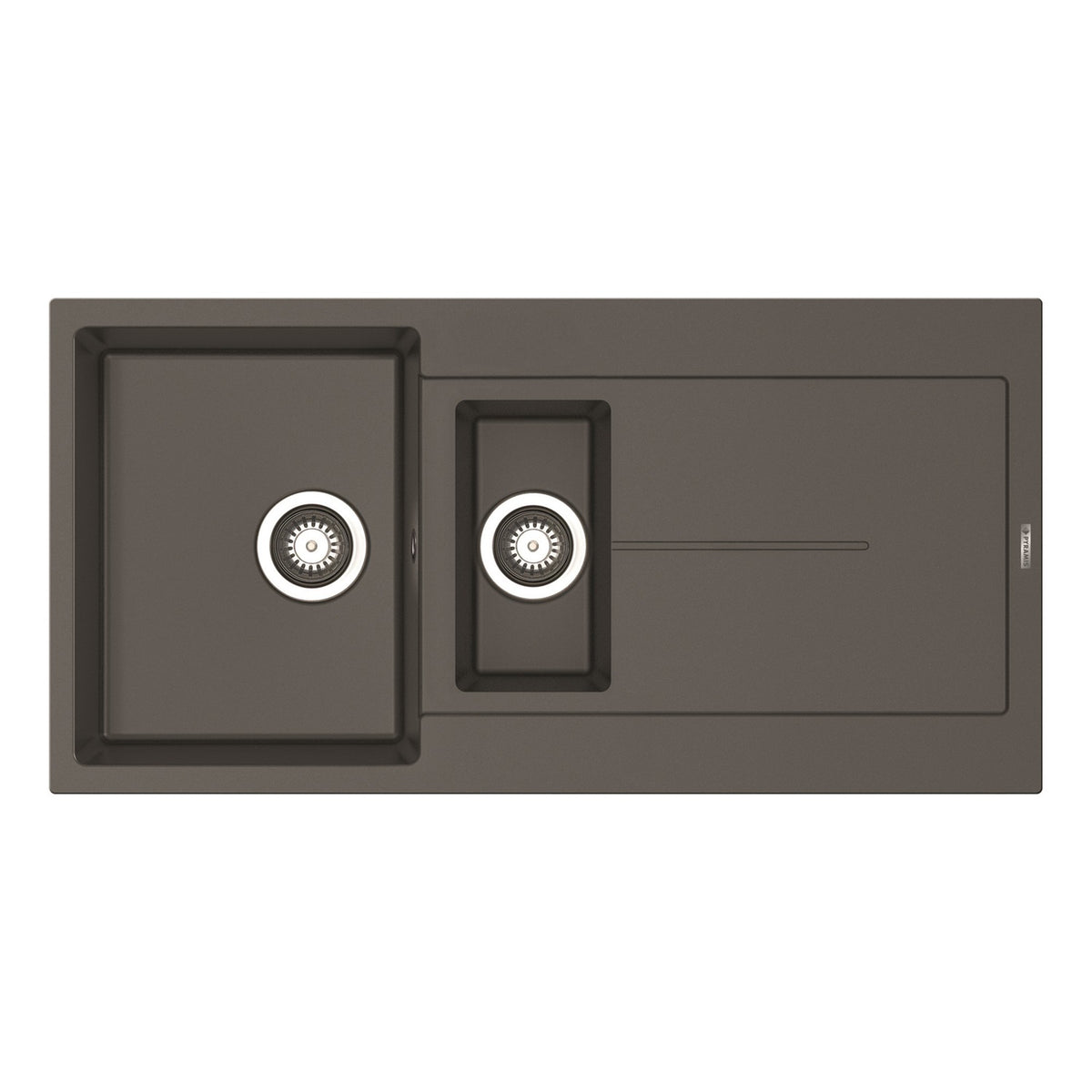 Set chiuveta granit ITHAKA 1 1/2B 1D 100x50 si baterie CAPRICCIO Iron Grey