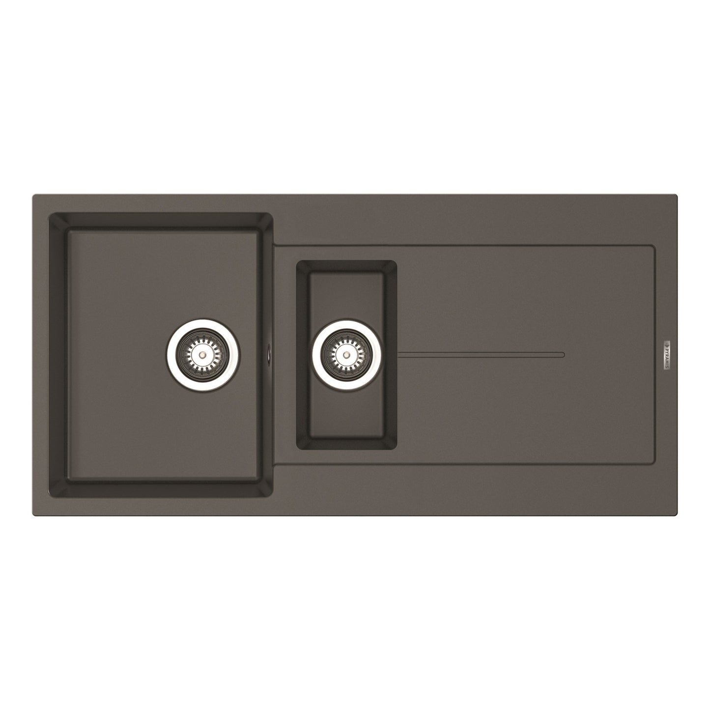 Set chiuveta granit ITHAKA 1 1/2B 1D 100x50 si baterie CAPRICCIO Iron Grey