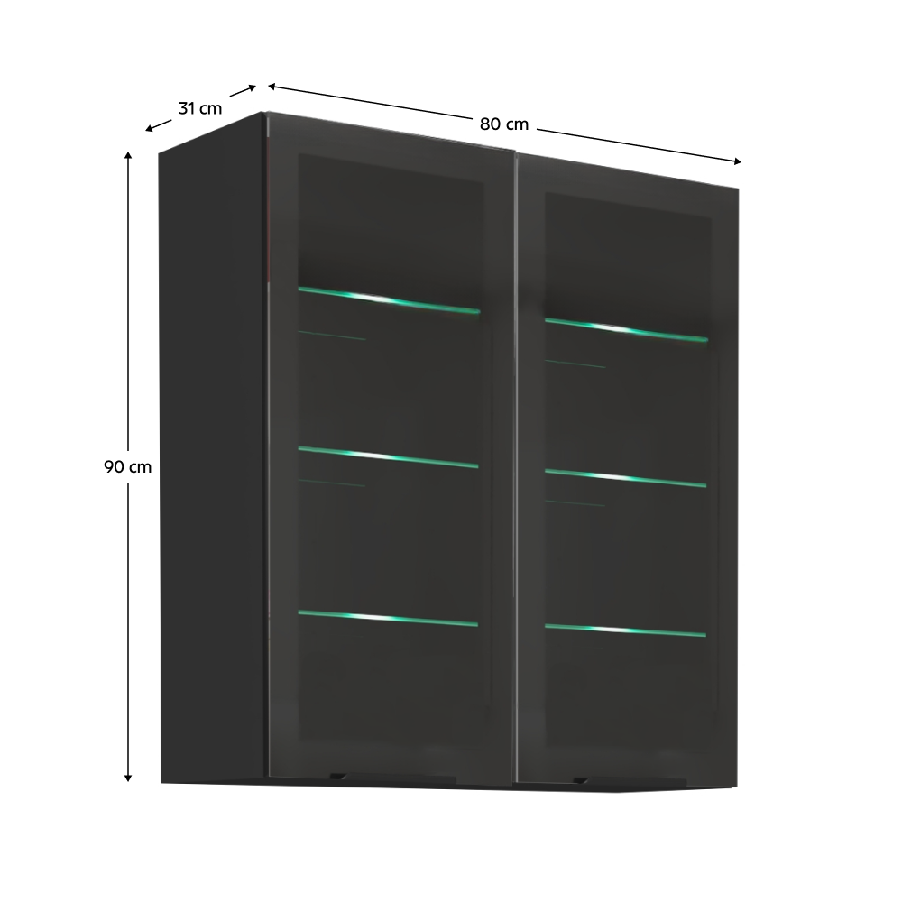 Dulap superior, negru, ARAKA/MENZO/SIBER 80 GS-90 2F
