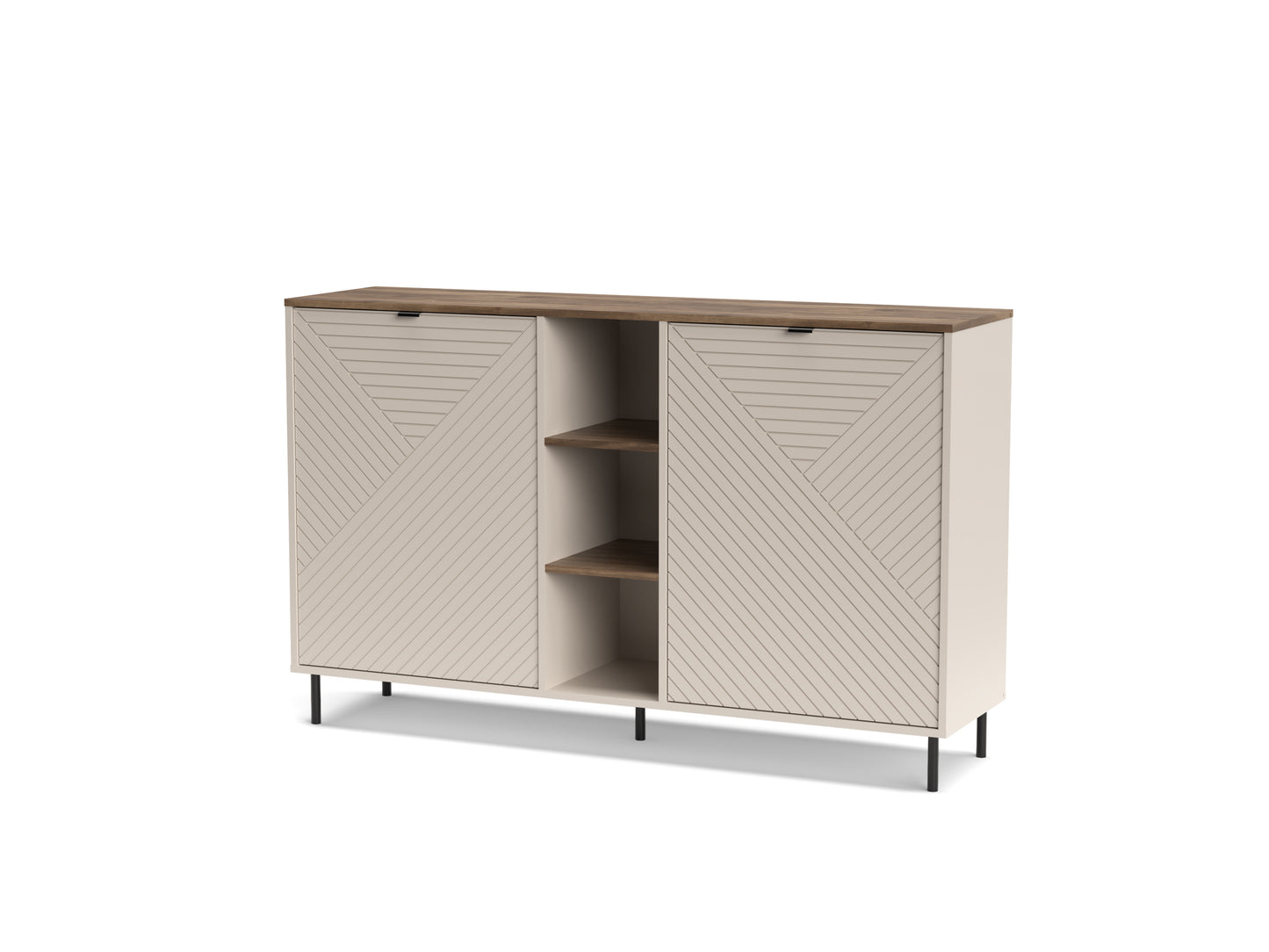 MIRAGE Comoda 2D rafturi (MR8), casmir/ stejar castelo, 153.4 x 40 x 95.4