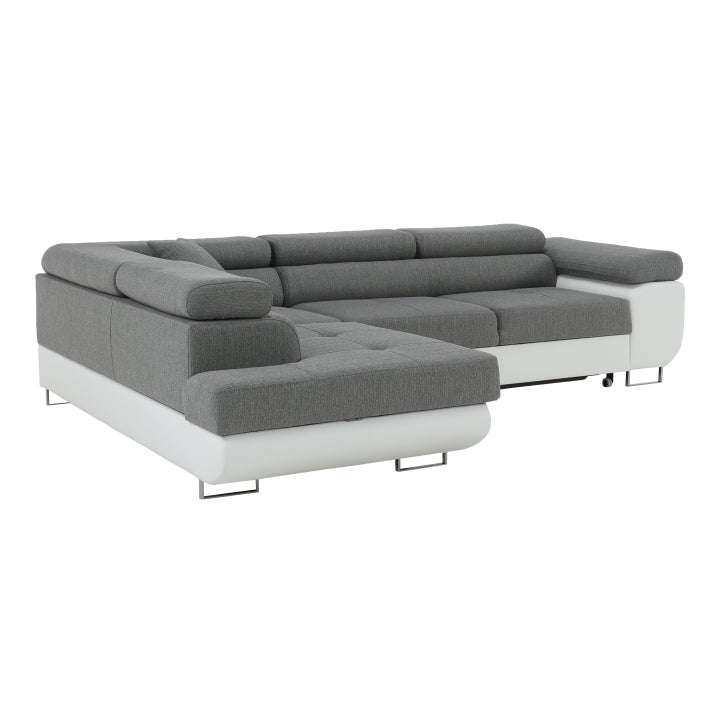 Colţar, alb/gri, model stânga, AMARETO NEW
