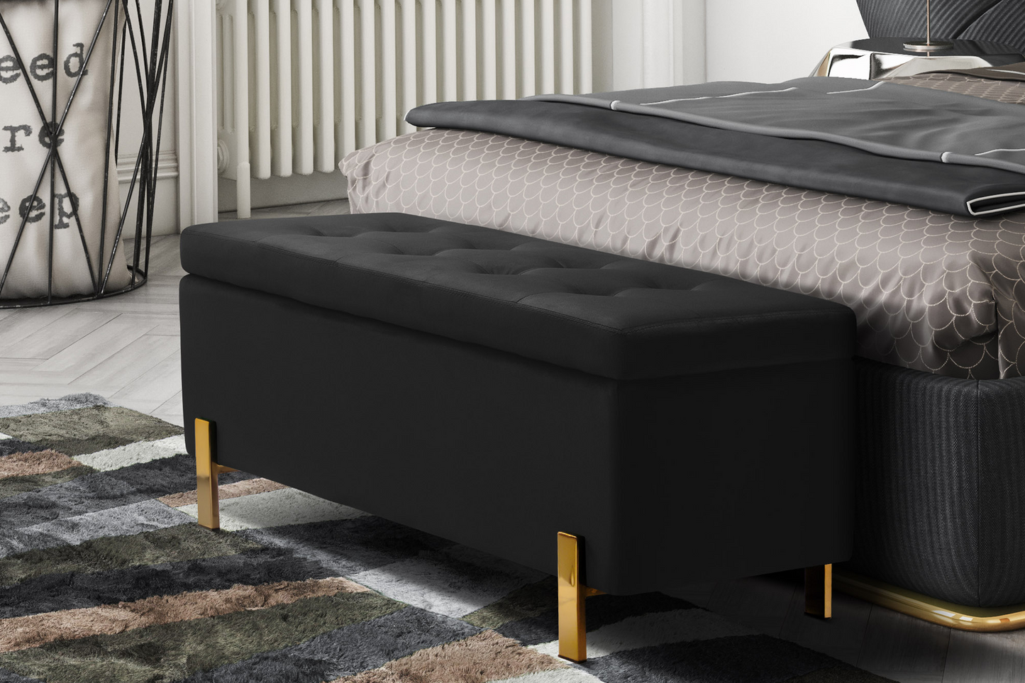 Băncuță cu depozitare Elegance velvet - Gallery Image 1