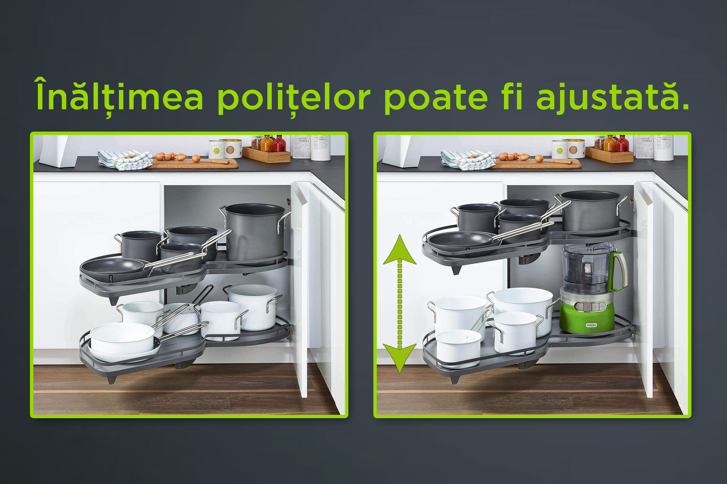 Set polițe rotative cu extragere totală pentru modulul de colț L109 s/d - Gallery Image 2