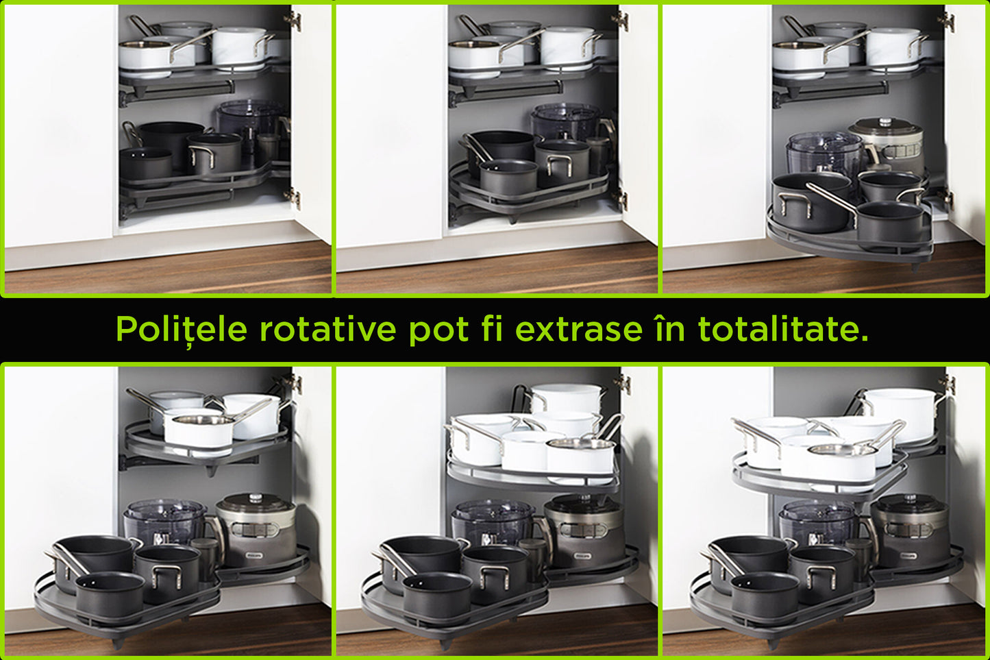 Set polițe rotative cu extragere totală pentru modulul de colț L109 s/d - Gallery Image 4