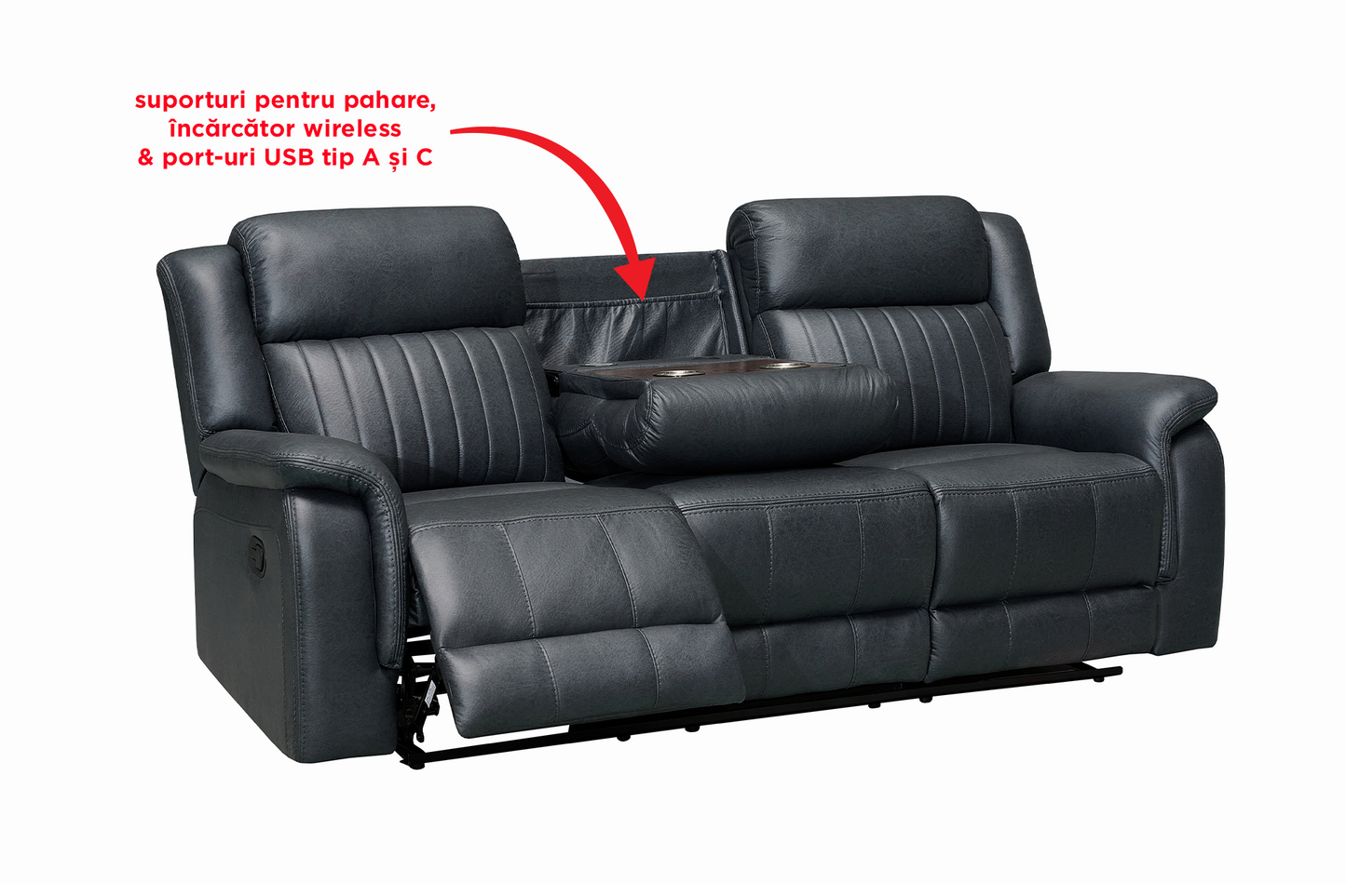 Canapea Zenith 3 locuri cu 2 reclinere - Gallery Image 8
