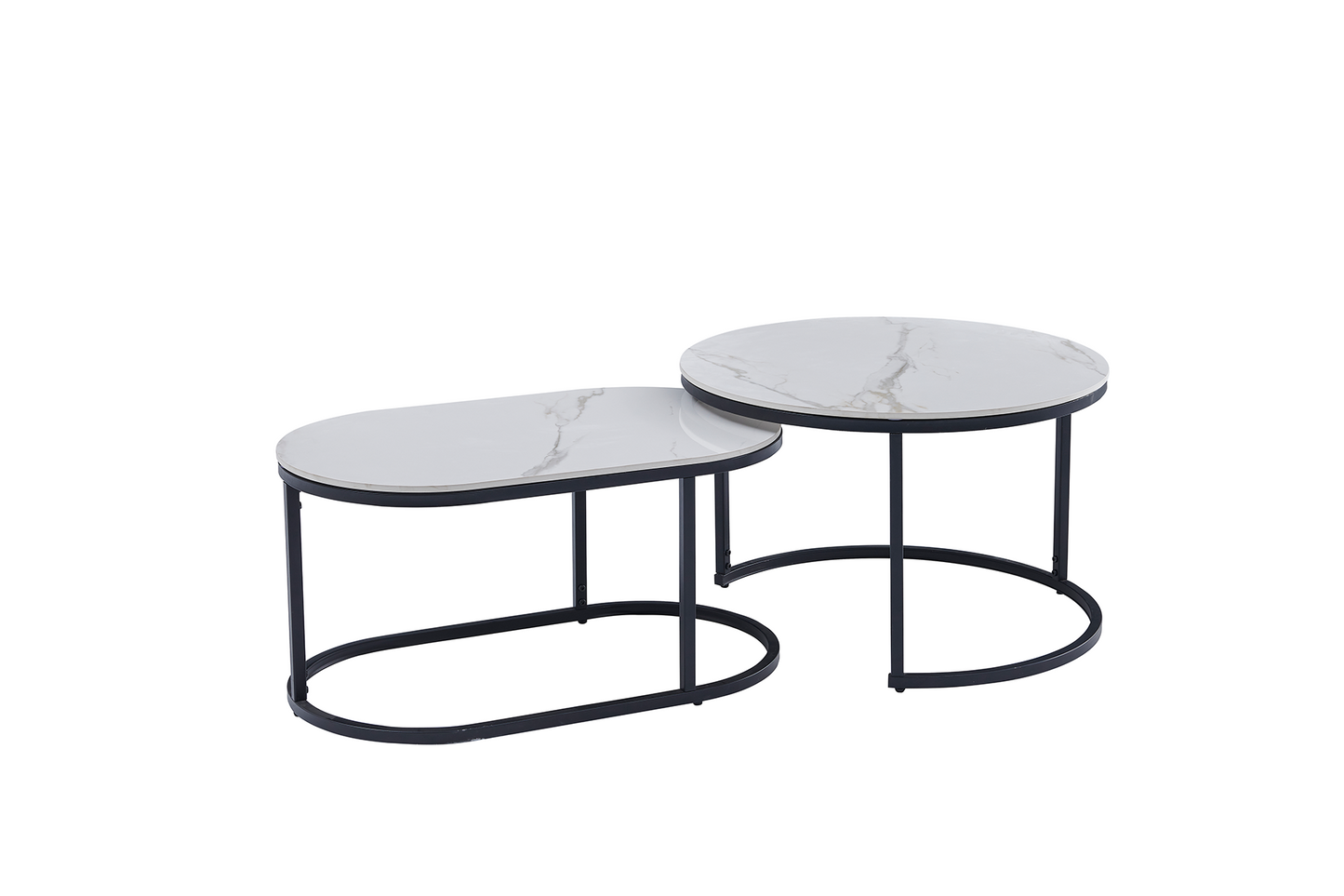 Set 2 măsuțe de cafea Duet ceramic - Gallery Image 1