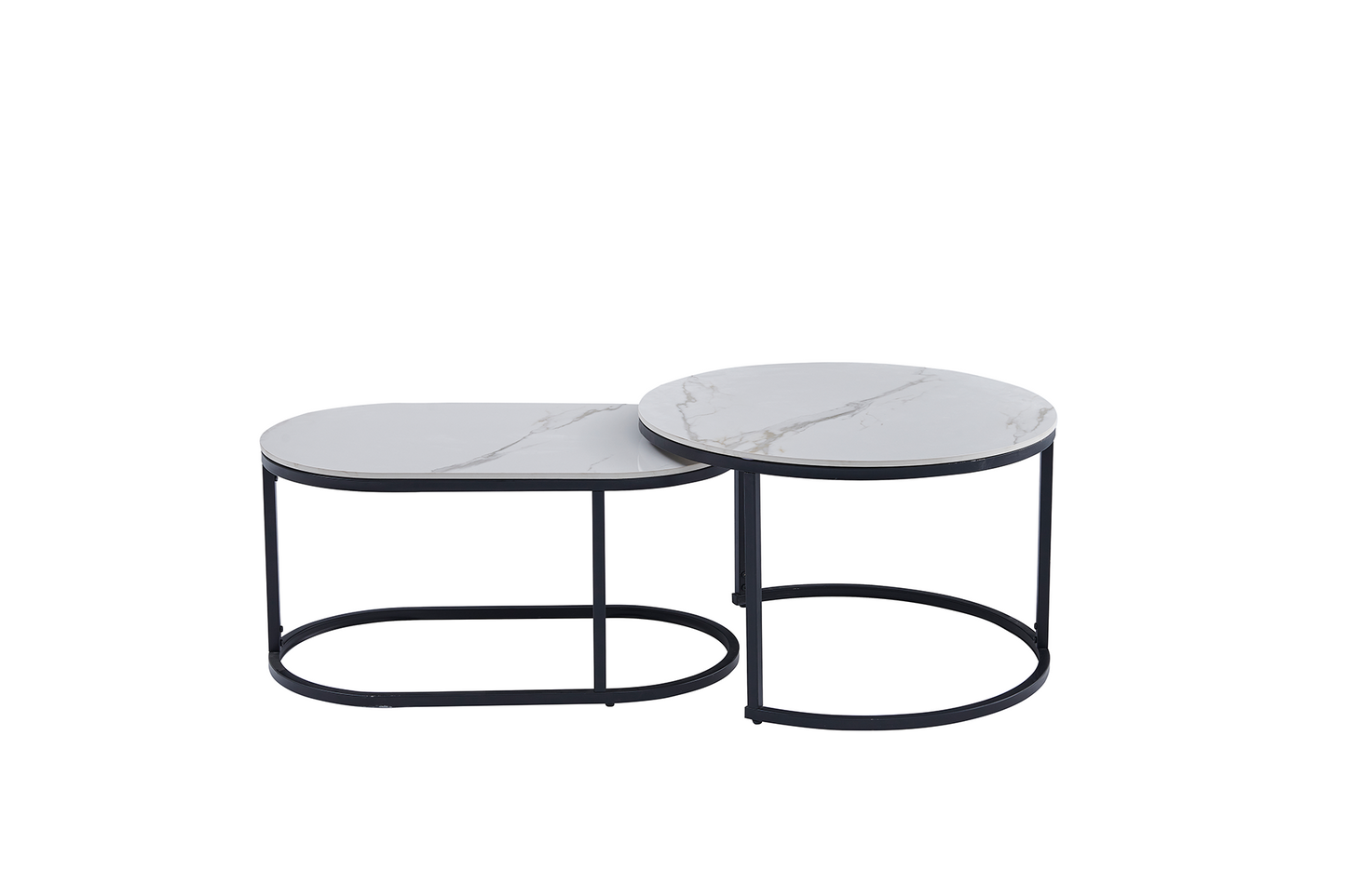 Set 2 măsuțe de cafea Duet ceramic - Gallery Image 2