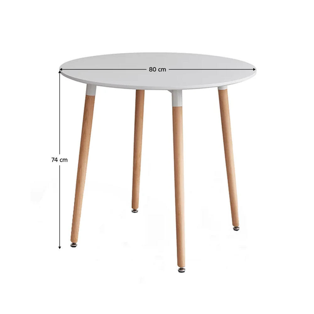 Masă dining, alb/fag, diametru 60 cm, ELCAN NEW TYP 1