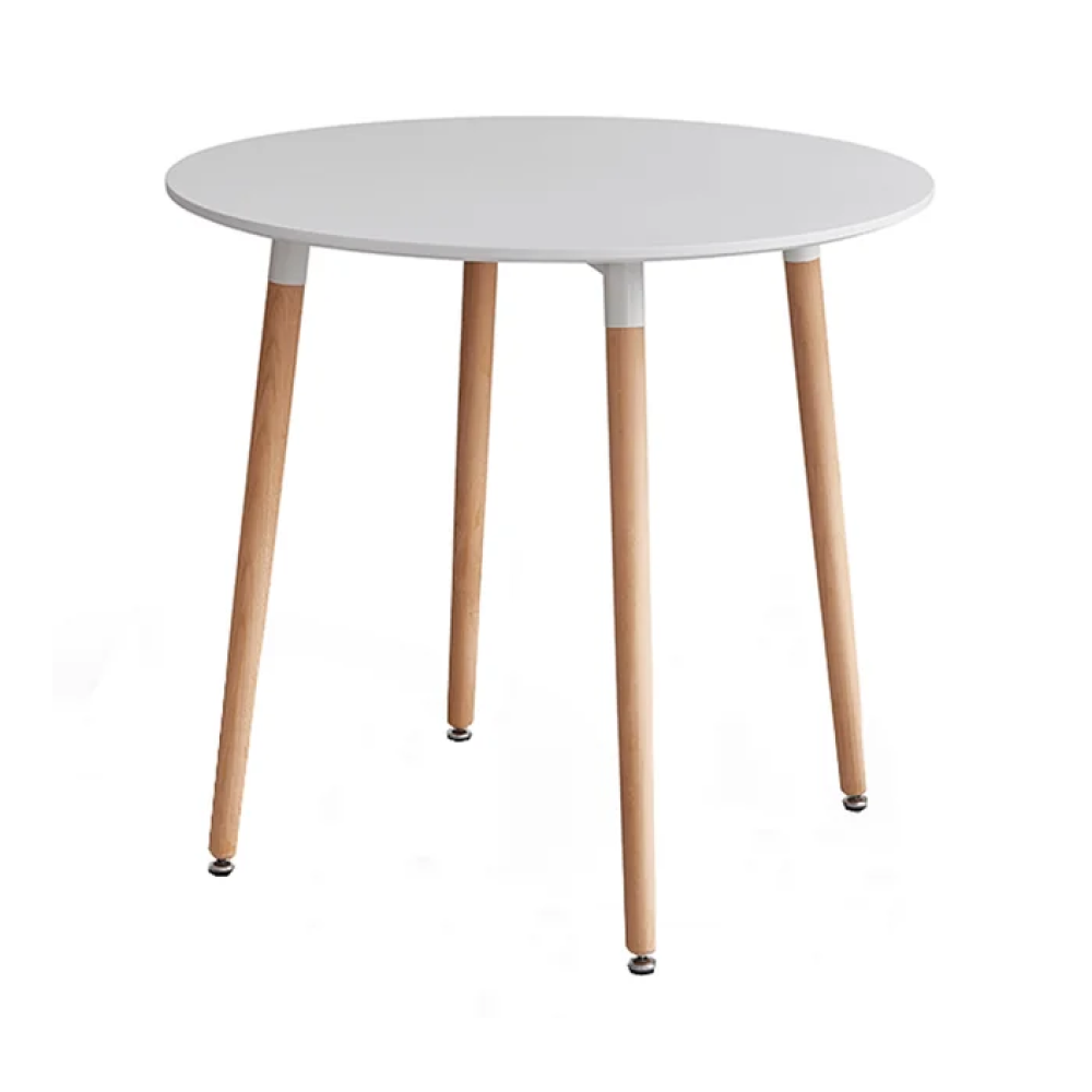 Masă dining, alb/fag, diametru 60 cm, ELCAN NEW TYP 1
