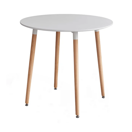 Masă dining, alb/fag, diametru 60 cm, ELCAN NEW TYP 1