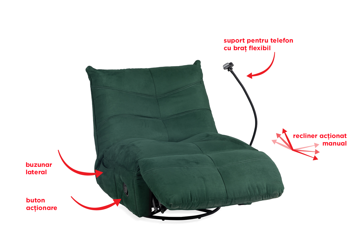 Fotoliu cu recliner Urban Nest (balansoar, rotativ) - Gallery Image 7