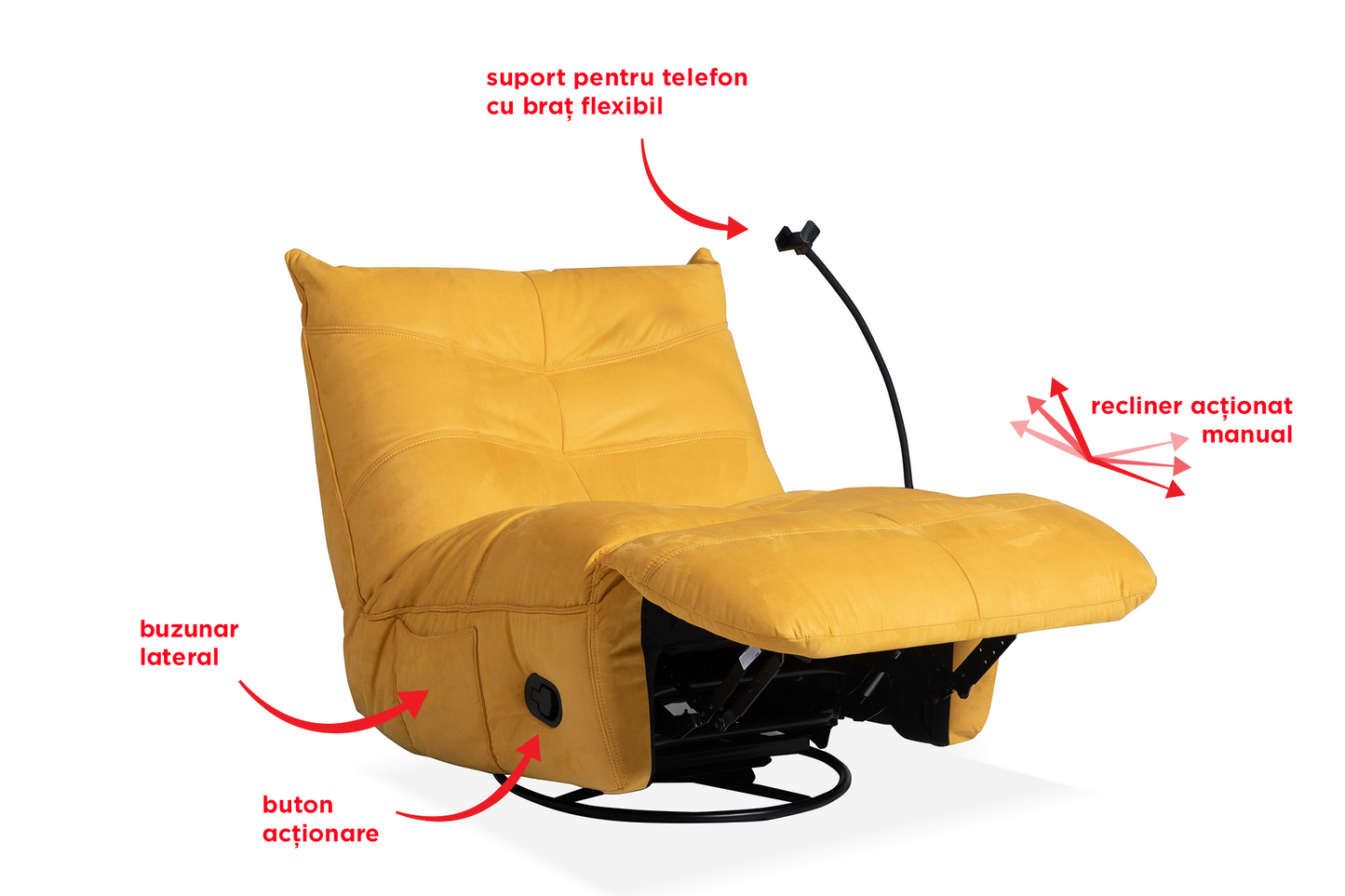 Fotoliu cu recliner Urban Nest (balansoar, rotativ) - Gallery Image 13