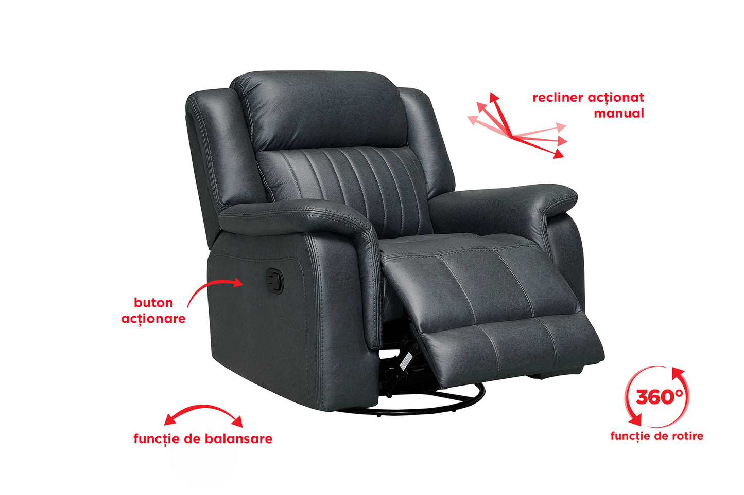 Fotoliu cu recliner Zenith (balansoar, rotativ) - Gallery Image 4