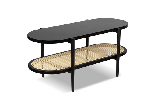 Măsuță de cafea ovală Ebony Rattan - Gallery Image 1