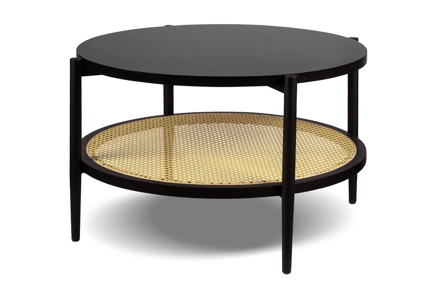 Măsuță de cafea rotundă Ebony Rattan - Gallery Image 1