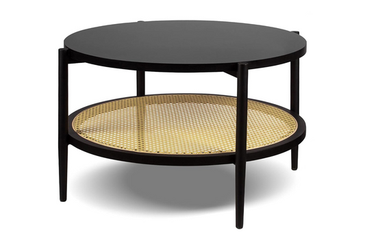 Măsuță de cafea rotundă Ebony Rattan - Gallery Image 1
