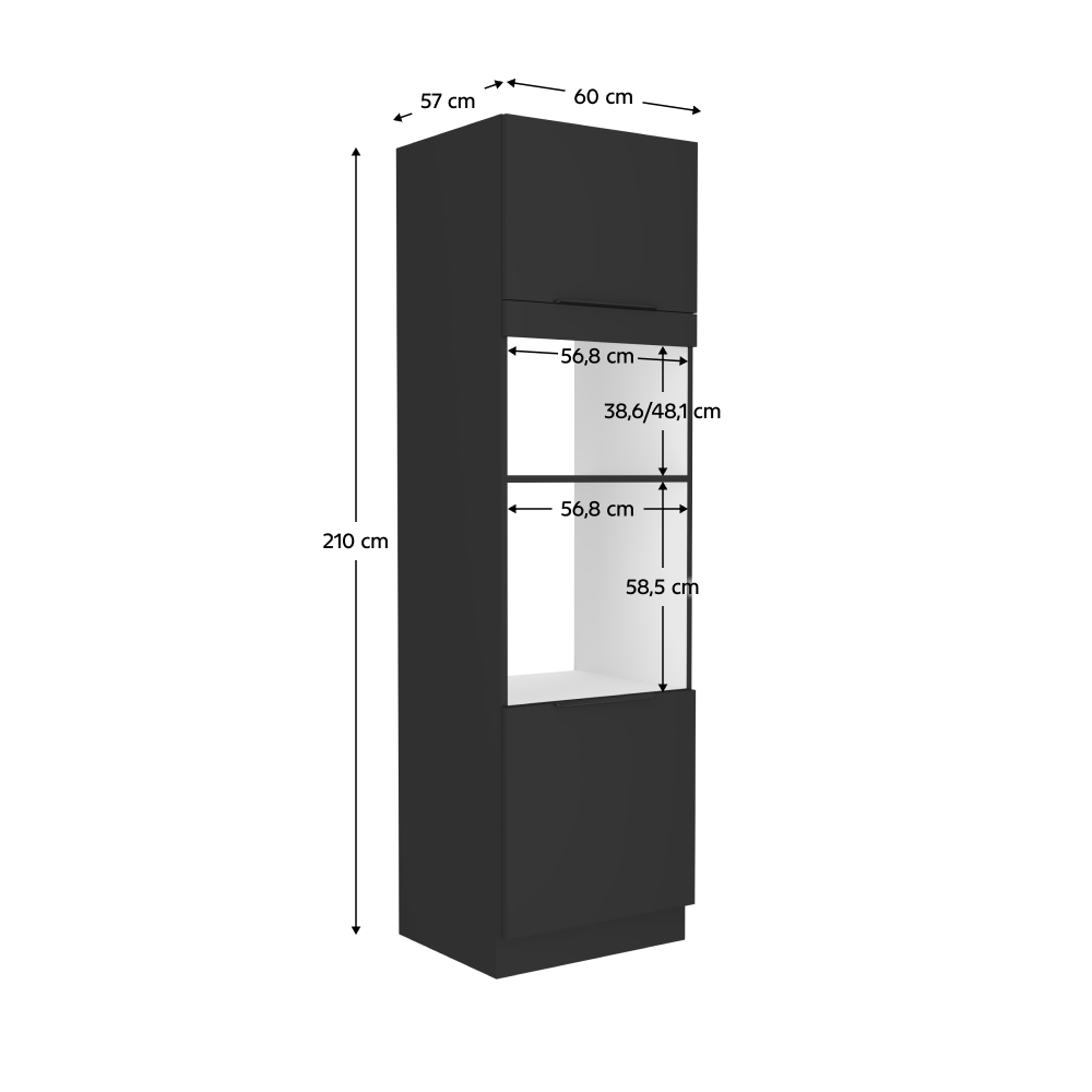 Dulap înalt pentru cuptor şi cuptor cu microunde, LULA 60 DPM-210 2F