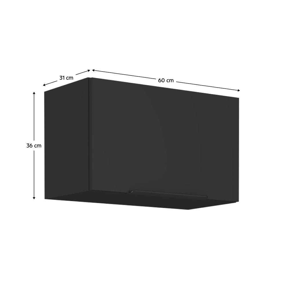 Dulap superior, negru, SIBER 60 GU-36 1F