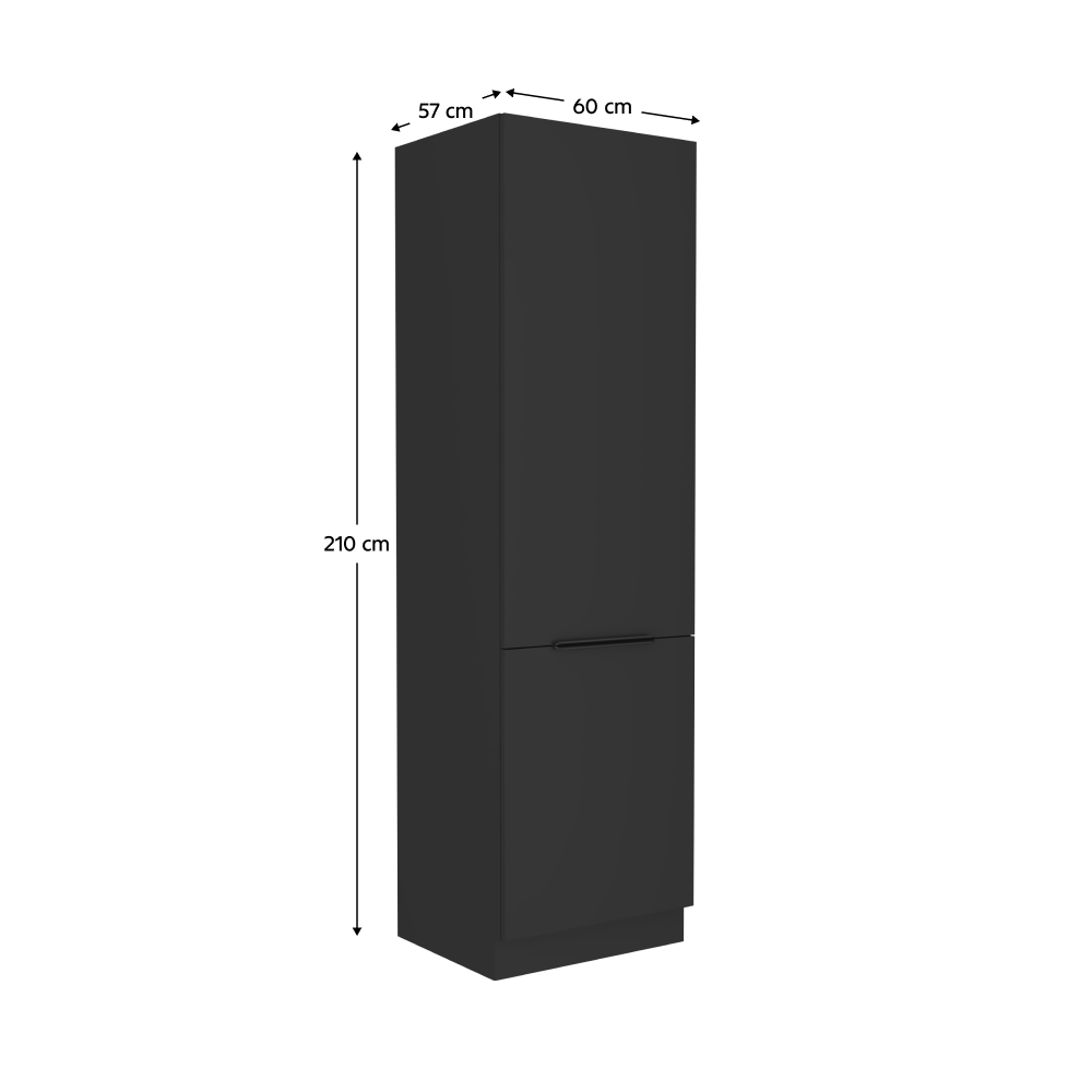 Dulap pentru frigider încorporat, negru, SIBER 60 LO-210 2F