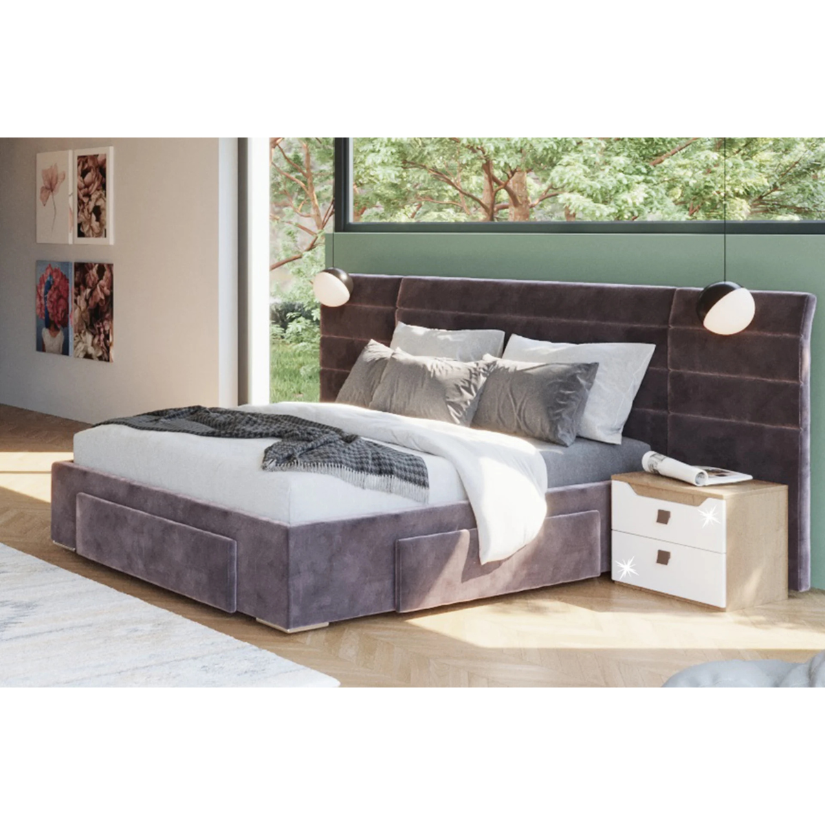 Pachet pat Smart tapițat integral + suport saltea
