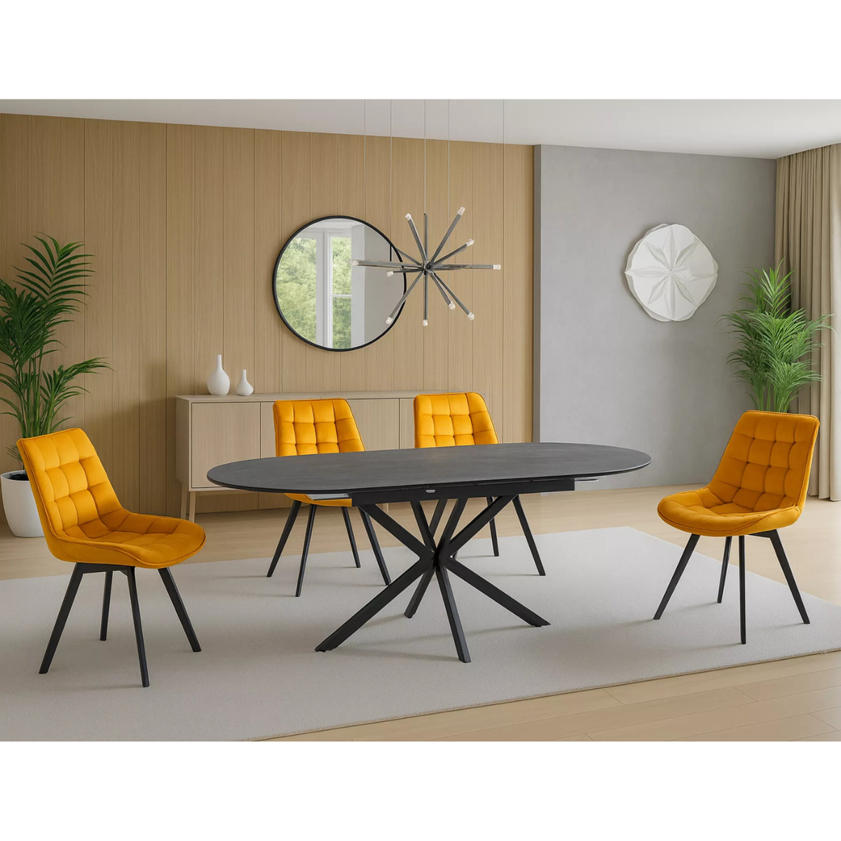 Masa extensibila Gaston, ceramica gri/ metal, 140/180 x 80 x 75 cm