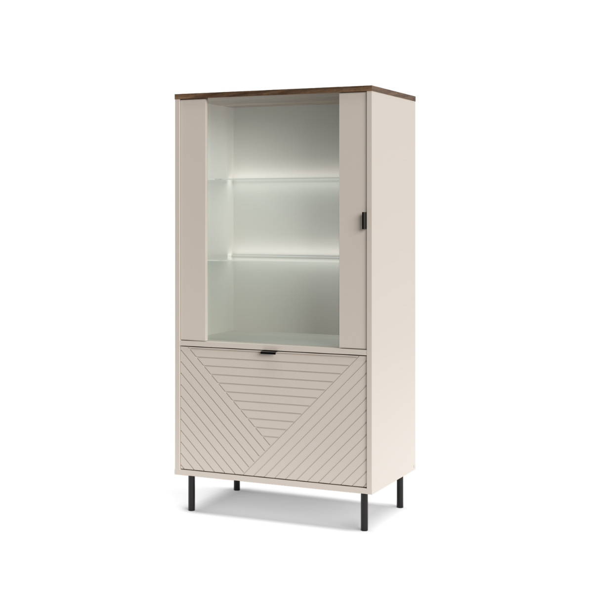 MIRAGE Vitrina mica (MR7), casmir/ stejar castelo, 63.5 x 40 x 135.2 cm