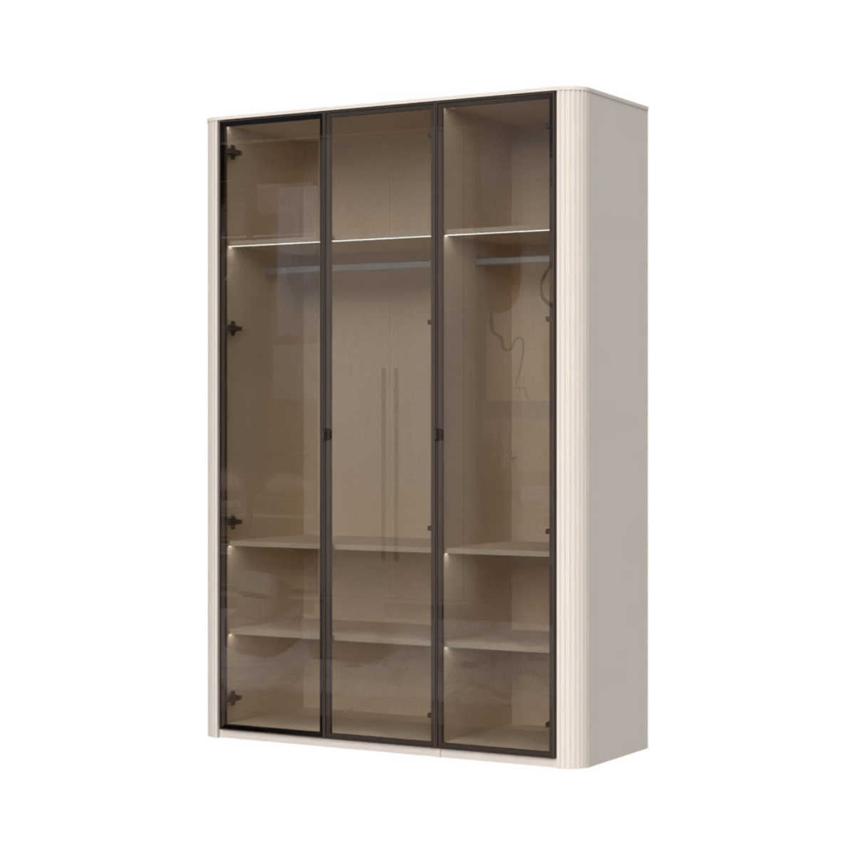 RONDO Dulap 3 usi din sticla cu rame din aluminiu P3-3AL/RO, 153 x 56 x 225 cm