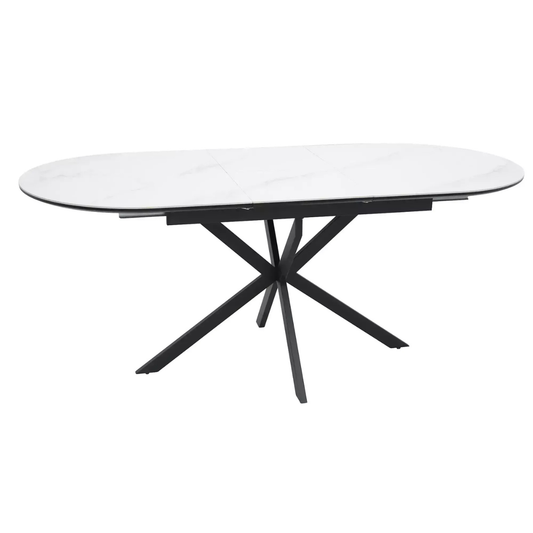 Masa extensibila Gaston, ceramica alba/ metal, 140/180 x 80 x 75 cm