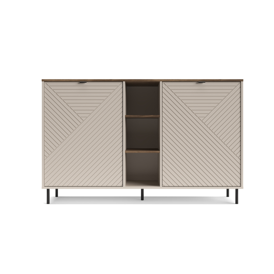 MIRAGE Comoda 2D rafturi (MR8), casmir/ stejar castelo, 153.4 x 40 x 95.4