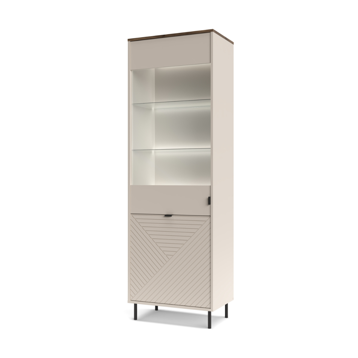 MIRAGE Vitrina mare (MR96), casmir/ stejar castelo, 63.4 x 40 x 194.6 cm