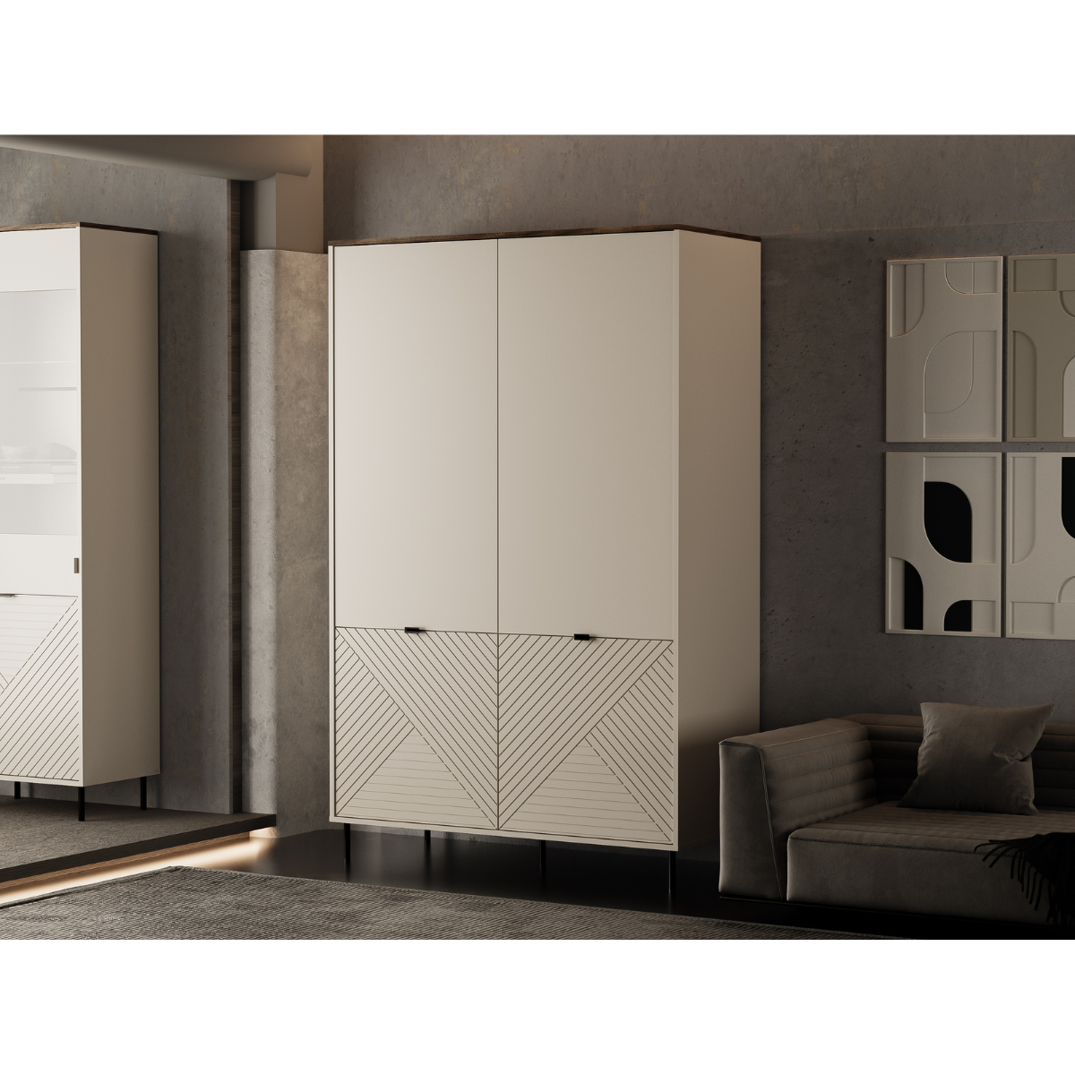 MIRAGE Dulap 2D - 2 usi (MR11), casmir/ stejar castelo, 123.4 x 55 x 194.6 cm