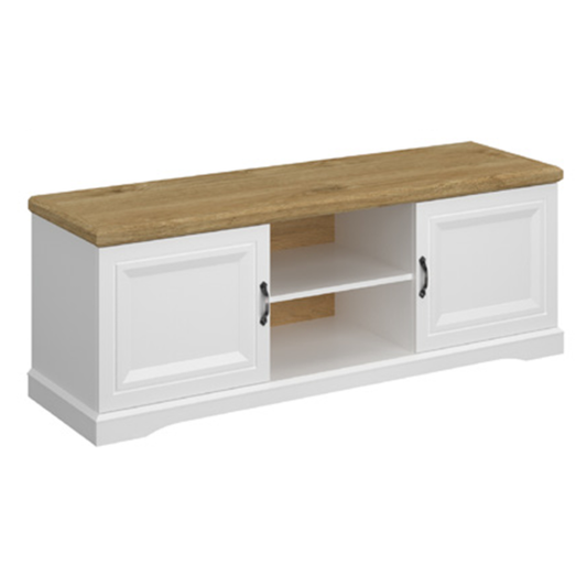 RIVA Comoda RTV2D, alb/ stejar harbor, 150 x 45 x 55 cm
