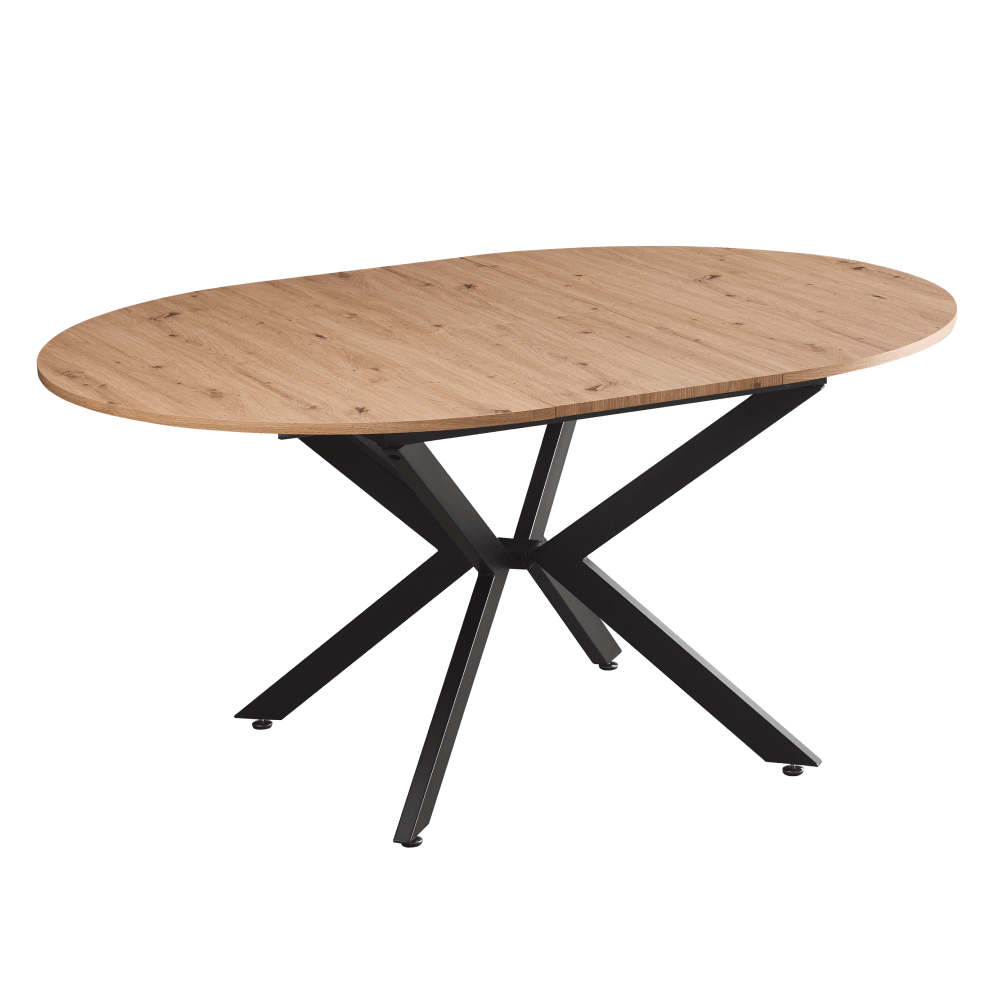 Masă extensibilă de dining, stejar artisan / neagră, 100x100