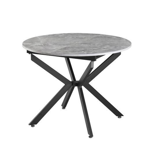 Masă extensibilă de dining, beton/neagră, 100x100-140x75 cm, ABERO TIP 1