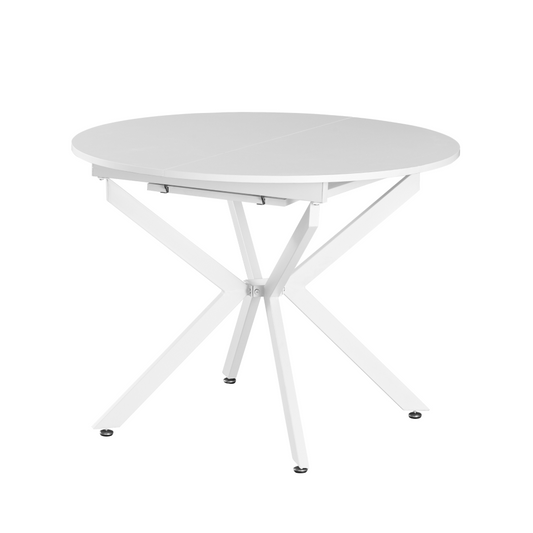 Masă extensibilă de dining, albă, 100x100-140x75 cm, ABERO TIP 1