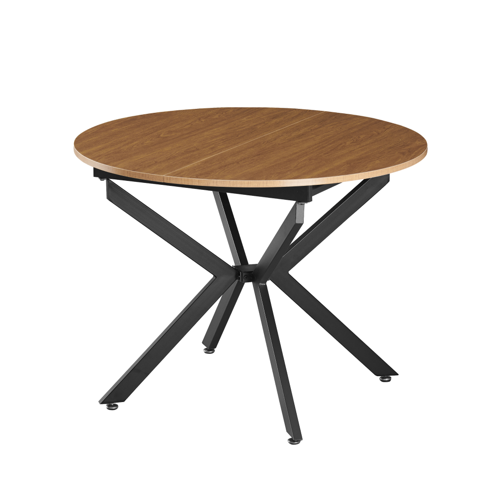 Masă extensibilă de dining, stejar deschis/neagră, 100x100-140x75 cm, ABERO TIP 1