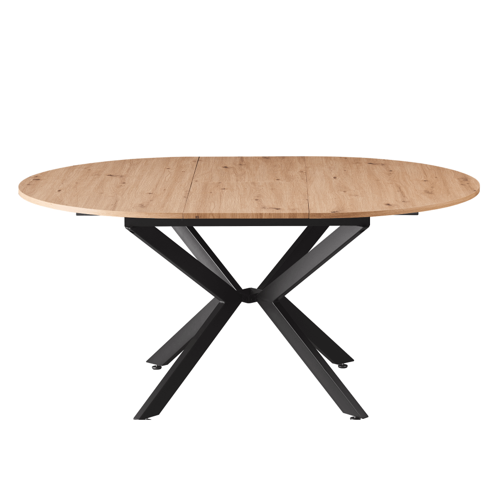 Masă extensibilă de dining, stejar artisan / neagră, 100x100