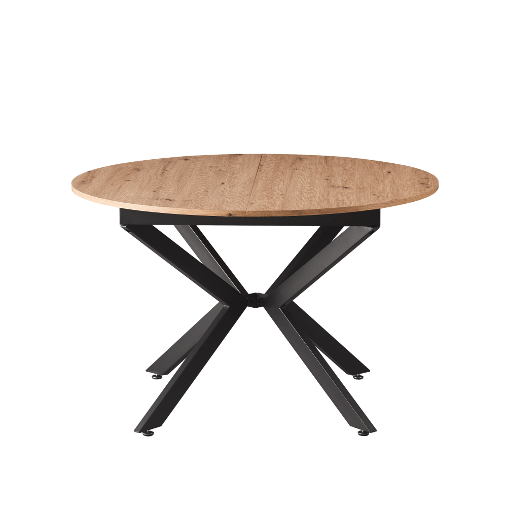 Masă extensibilă de dining, stejar artisan / neagră, 100x100